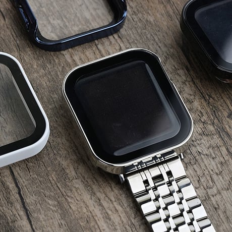 【N594】アップル ウォッチ ケース おしゃれ 防水 スクエア apple watch カバー おすすめ「ガラスフィルム一体型」