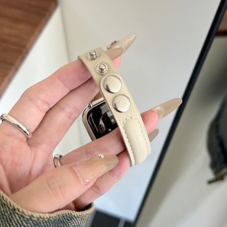 【N641】ボタン式 アップル ウォッチ レザー バンド apple watch バンド 細め