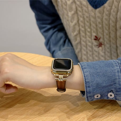 【N364】「ケース付き」apple watch レザー バンド おしゃれ 女性 アップル ウォッチ バンド 高級 キラキラカバーset