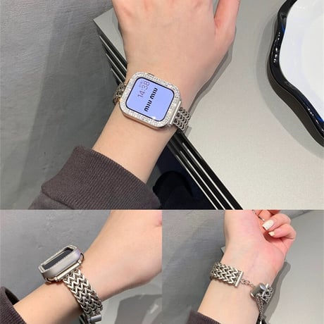 【N241】「バンド+ケース2点Set」apple watch ブレスレット アップル ウォッチ バンド 蒸れ ない