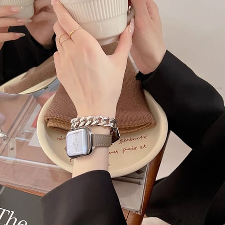 【N342】apple watch series 10 バンド 二 重 本革 アップル ウォッチ7/8/SE/新型Ultraバンド チェーン 男女兼用
