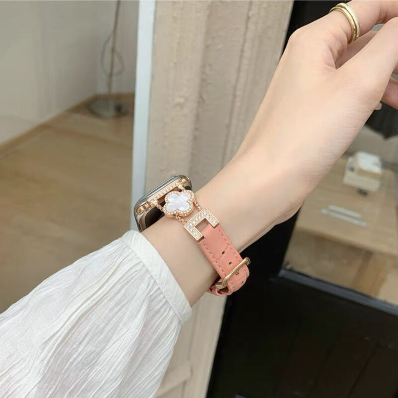 N467】四つ葉クローバー apple watch バンド 革 ブレスレット