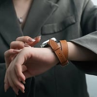 【N332】希少品 アップル ウォッチ バンド 二 重 本革 apple watch バンド レザー 高級 オレンジ グレージュ