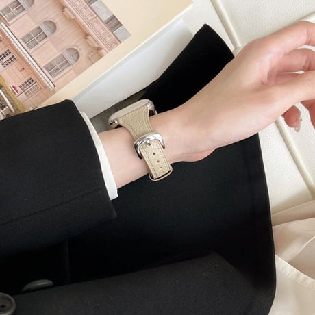 【N369】アップル ウォッチ レザー バンド 白 apple watch バンド 女性 本革 高級感