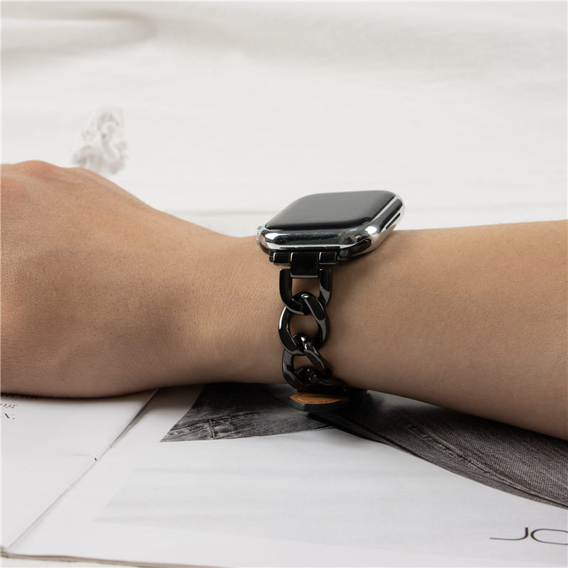 N336】「レザー＆チェーン」アップル ウォッチ シリーズ 10 バンド