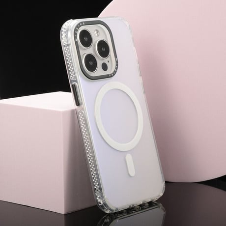 【N218】iPhone15 ピンクに合うケース MagSafe対応iPhone 15/15pro/14proクリアケース ブランド