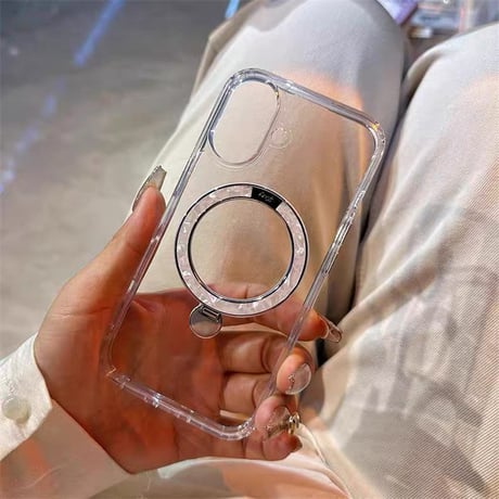 【N708】iphone ケース 透明 可愛い iPhone17/17pro/16pro クリアケース 女子 人気 マグスタンド付き