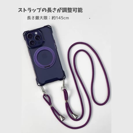 【N714】iphone17/16pro ケース ショルダー クリア magsafe ケース スタンド 付き