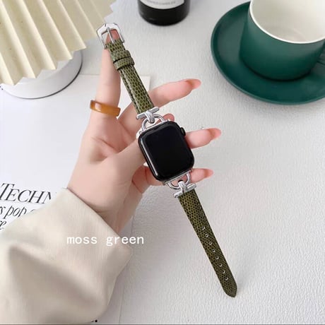 【N103】apple watch 本革バンド 高級 アップルウォッチ バンド かわいい シルバー金具