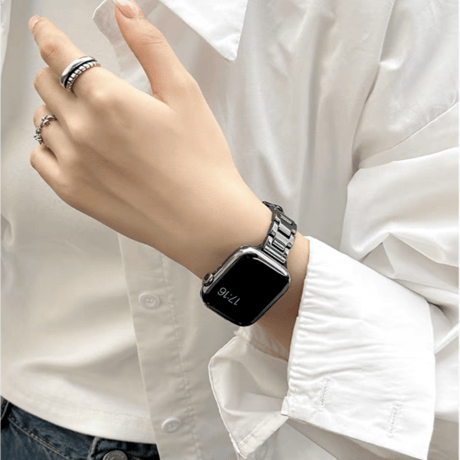 【N625】アップル ウォッチ バンド セラミック＆レザー  apple watch series 10/11 バンド 高級 おしゃれ