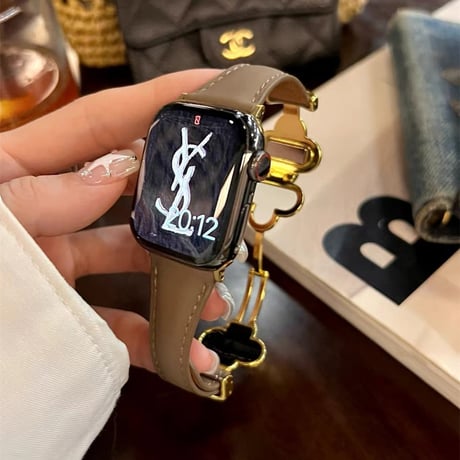 【N728】アップル ウォッチ レザー バンド 四葉のクローバー apple watch Series11/SE3対応 バンド かわいい 女性