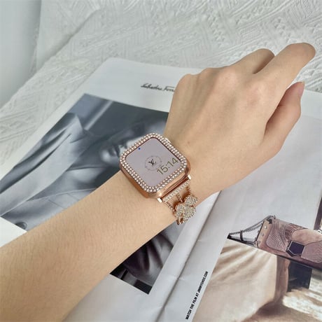 【N450】「保護ケース付き」アップル ウォッチ バンド 女性 人気 applewatch バンド かわいい