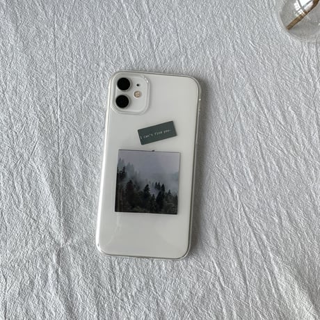 【N028】霧の森seriesiPhoneステッカーケース アレンジ iPhone17/17proクリアケース 挟む トレカ 緑の夏