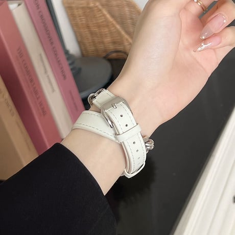 【N342】apple watch series 10 バンド 二 重 本革 アップル ウォッチ7/8/SE/新型Ultraバンド チェーン 男女兼用