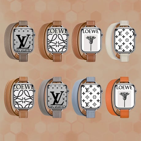 【N332】希少品 アップル ウォッチ シリーズ 10 バンド 二 重 本革 apple watch バンド レザー 高級 オレンジ グレージュ