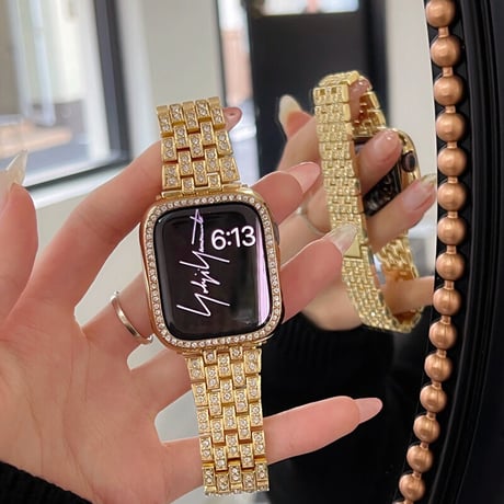 【N231】Apple Watch ゴールド バンド 女性 アップルウォッチ7 se バンド かわいい
