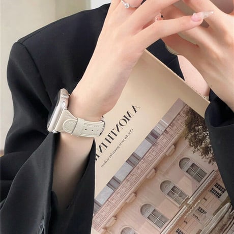 【N369】アップル ウォッチ レザー バンド 白 apple watch バンド 女性 本革 高級感