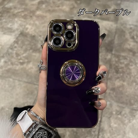 【N654】iphone16E/16 ケース リング 付き iphone ケース 大人 可愛い メッキ