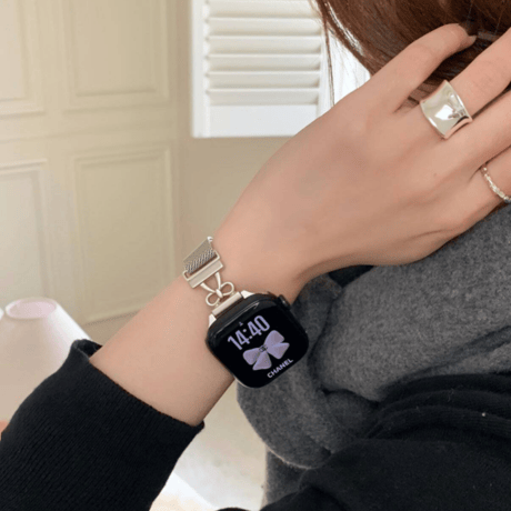 【N806】apple watch ミラネーゼ ループ 女性 リボン アップル ウォッチ バンド マグネット