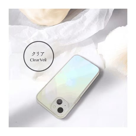 【N096】オーロラクリアiPhone16E/16pro/15ケース ハードソフト グラデーション おしゃれ