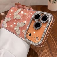 【N778】iPhone ケース キラキラ スマホケース デコ バタフライ カメラ保護フィルム 付き