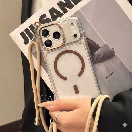 【N813】4way iphone ケース ショルダー magsafe 対応 ケース クリア ストラップホール 取り外し