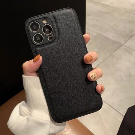 【N140】iPhone16/15/14レザーケース 無地 黒白 高級 iPhone12pro/XSケース シンプル
