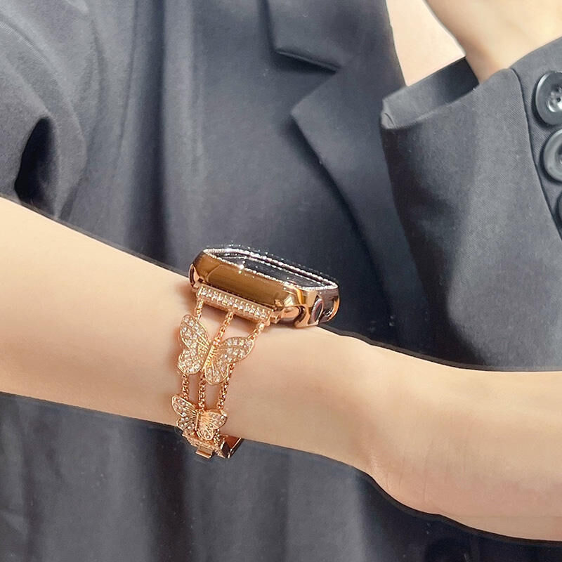 N258】「apple watchカバー付き」バタフライのアップルウォッチ