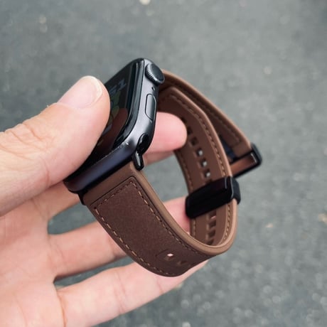 【N539】アップル ウォッチ バンド 磁石/マグネット apple watch バンド レザー+シリコン