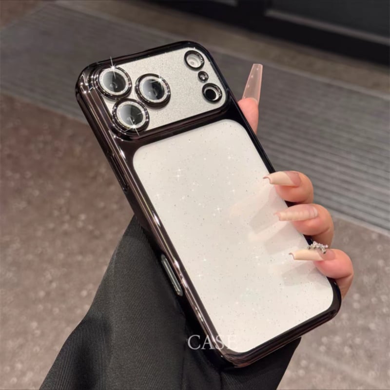 N763】iphone17 ケース キラキラ iphone17pro オレンジ/シルバー/デ