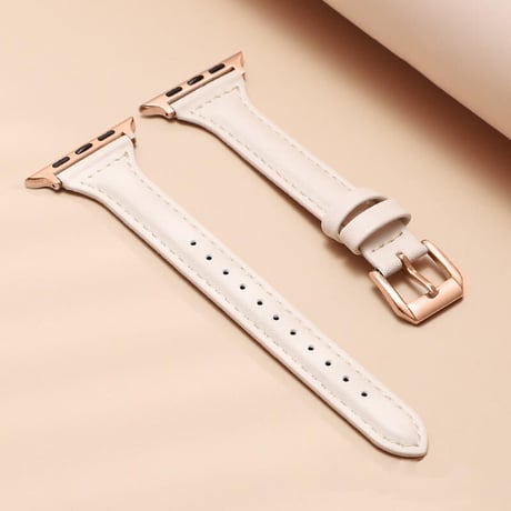 【N354】くすみカラー アップル ウォッチ レザー バンド 白/ブラウン apple watch バンド 細め 女性