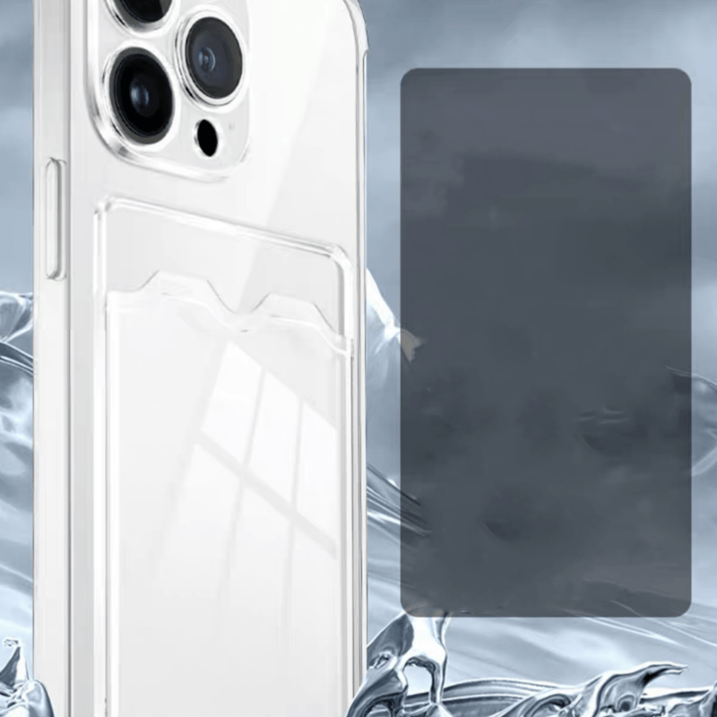 N348】背面カード収納 iphone ケース クリア メタリック スマホケース