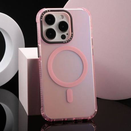 【N218】iPhone15 ピンクに合うケース MagSafe対応iPhone 15/15pro/14proクリアケース ブランド