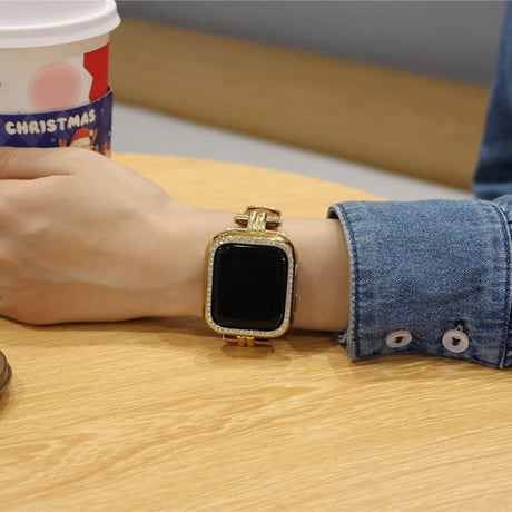 【N364】「ケース付き」apple watch レザー バンド おしゃれ 女性 アップル ウォッチ バンド 高級 キラキラカバーset
