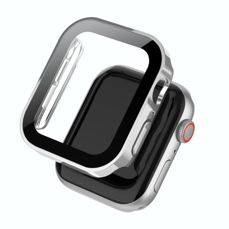 【N594】アップル ウォッチ ケース おしゃれ 防水 スクエア apple watch カバー おすすめ「ガラスフィルム一体型」