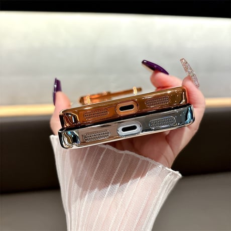 【N763】iphone17 ケース キラキラ iphone17pro オレンジ/シルバー/ディープブルー に 合う ケース