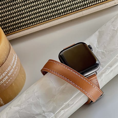 【N229】apple watch 二重巻バンド アップルウォッチseries8 7 SE 6対応本革ベルト 38mm 40mm 41mm