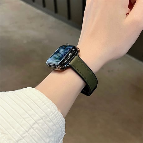 【N653】アップル ウォッチ マグネット バンド apple watch バンド 革+シリコン 細め