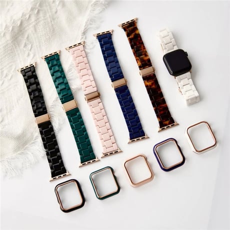 【N201】「apple watchカバー付き」アップルウォッチ バンド べっ甲 apple watch バンド 店舗 set