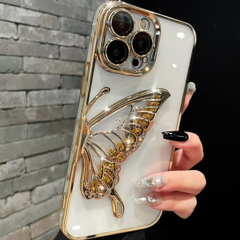 N532】蝶々 iphone17/17proケース グリッター iphone16/16pro