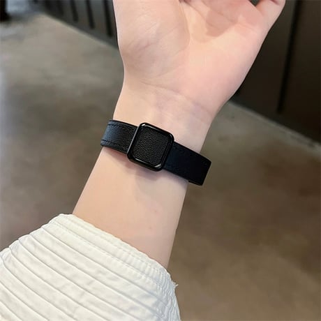 【N653】アップル ウォッチ マグネット バンド apple watch バンド 革+シリコン 細め