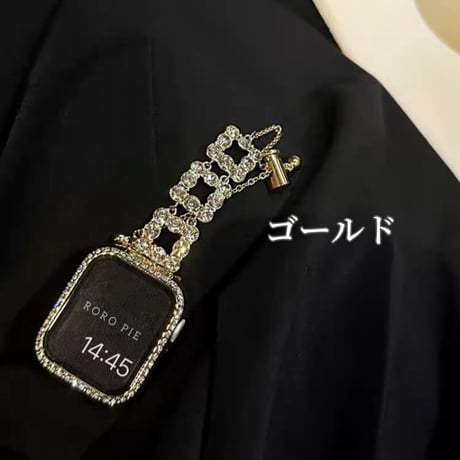 【N411】「バンド+ケース2点set」apple watch バンド キラキラ アップル ウォッチ バンド チェーン ブレスレット