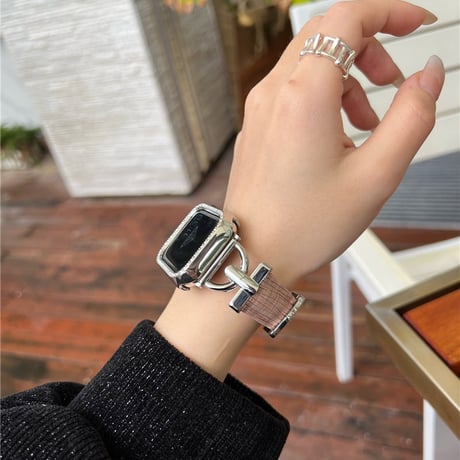 【N266】「apple watchカバー付き」パステルカラー apple watch レザー バンド アップル ウォッチ バンド 女性 set
