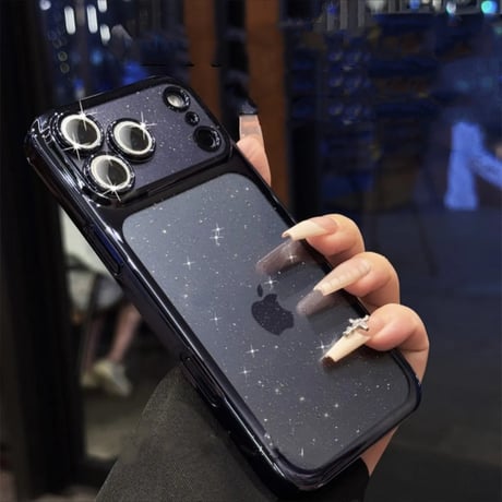 【N763】iphone17 ケース キラキラ iphone17pro オレンジ/シルバー/ディープブルー に 合う ケース
