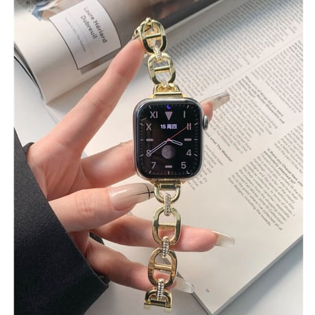 【N361】アップル ウォッチ series 10 バンド チェーン ブレスレット apple watch バンド 女性 ラインストーン