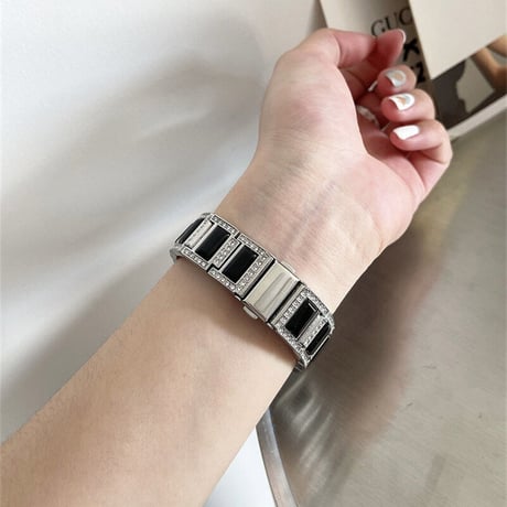【N378】「apple watchケース付き」ステンレス+樹脂 apple watch バンド 女性 アップル ウォッチ バンド キラキラ 41mm/44mm/49mm