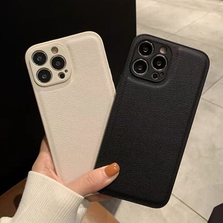 【N140】iPhone16/15/14レザーケース 無地 黒白 高級 iPhone12pro/XSケース シンプル