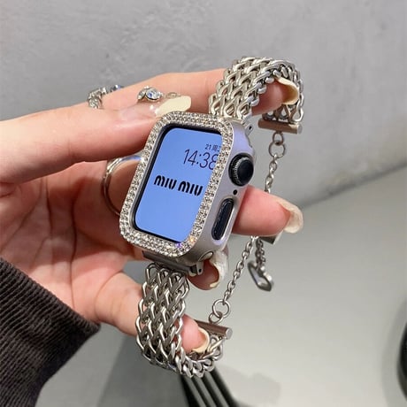 【N241】「バンド+ケース2点Set」apple watch ブレスレット アップル ウォッチ バンド 蒸れ ない