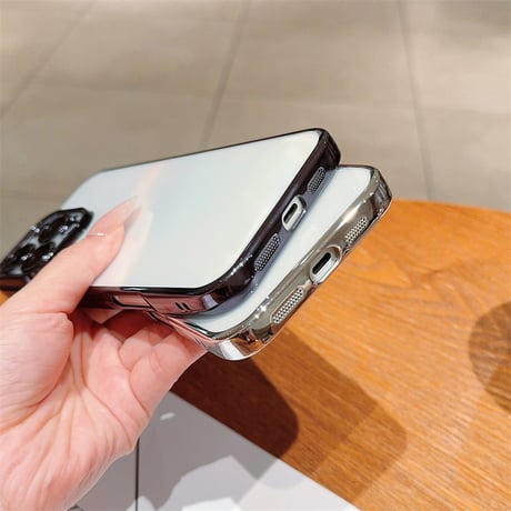 【N168】カメラレンズ保護フォルム付きのiPhone16/16proケース メタリックサイドカラークリアケース