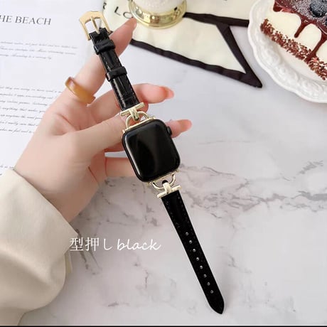 【N196】apple watch 本革バンド 高級 アップルウォッチ バンド かわいい ゴールド 金具